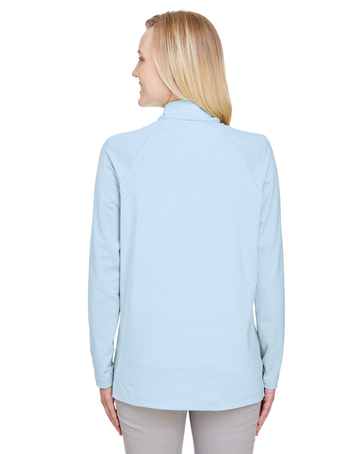 Devon & Jones CrownLux Performance® Ladies' Clubhouse Micro-Stripe Quarter-Zip - Back