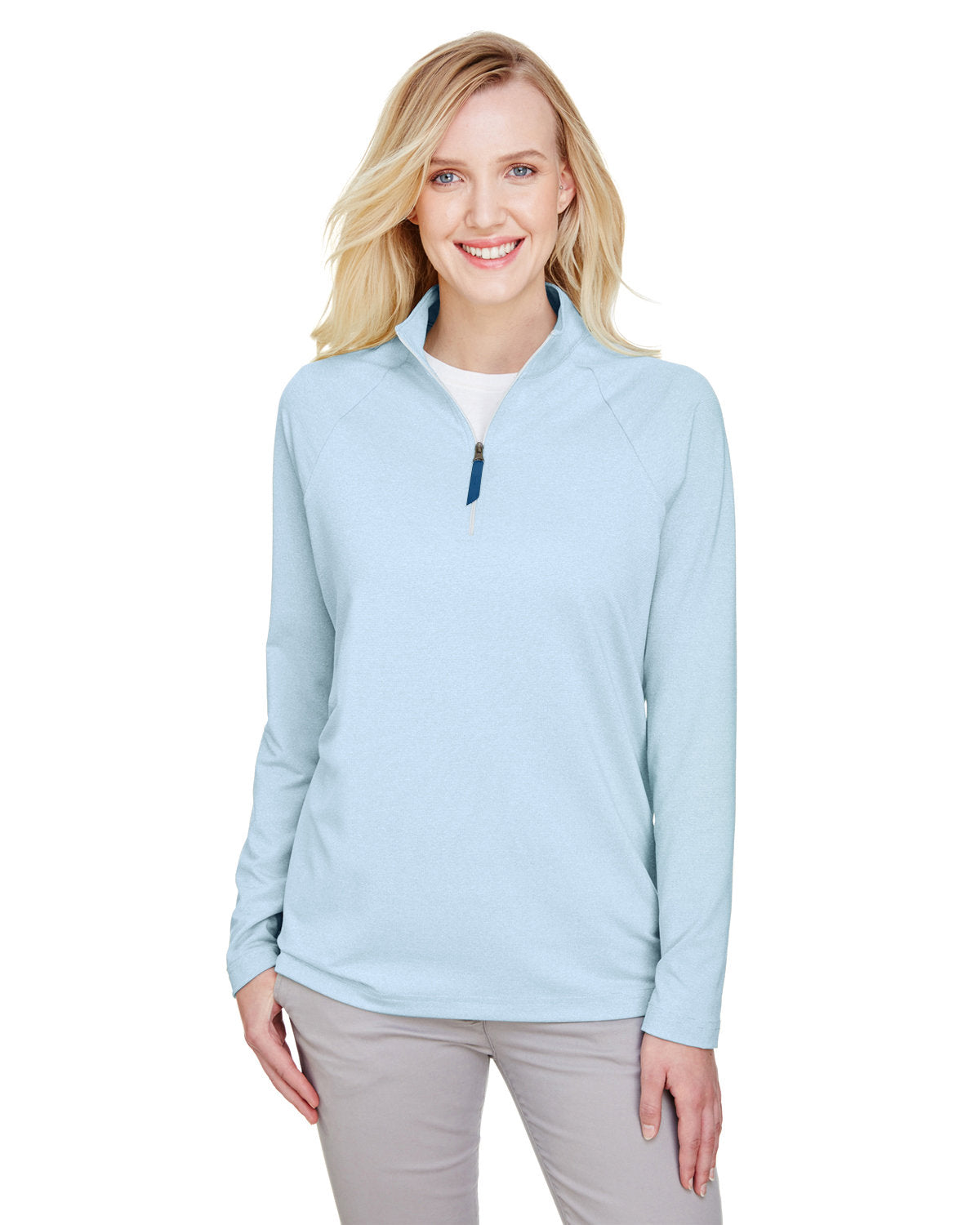 Devon & Jones CrownLux Performance® Ladies' Clubhouse Micro-Stripe Quarter-Zip - Zip