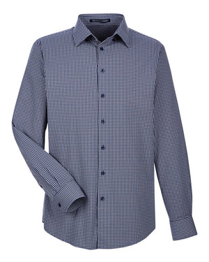 Devon & Jones CrownLux Performance® Men's Tonal Mini Check Woven Shirt - Navy