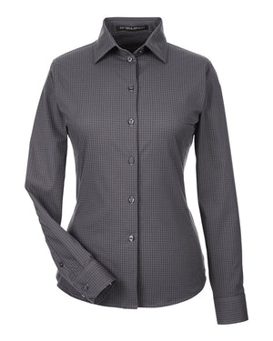 Devon & Jones CrownLux Performance® Ladies' Tonal Mini Check Woven Shirt - Carbon