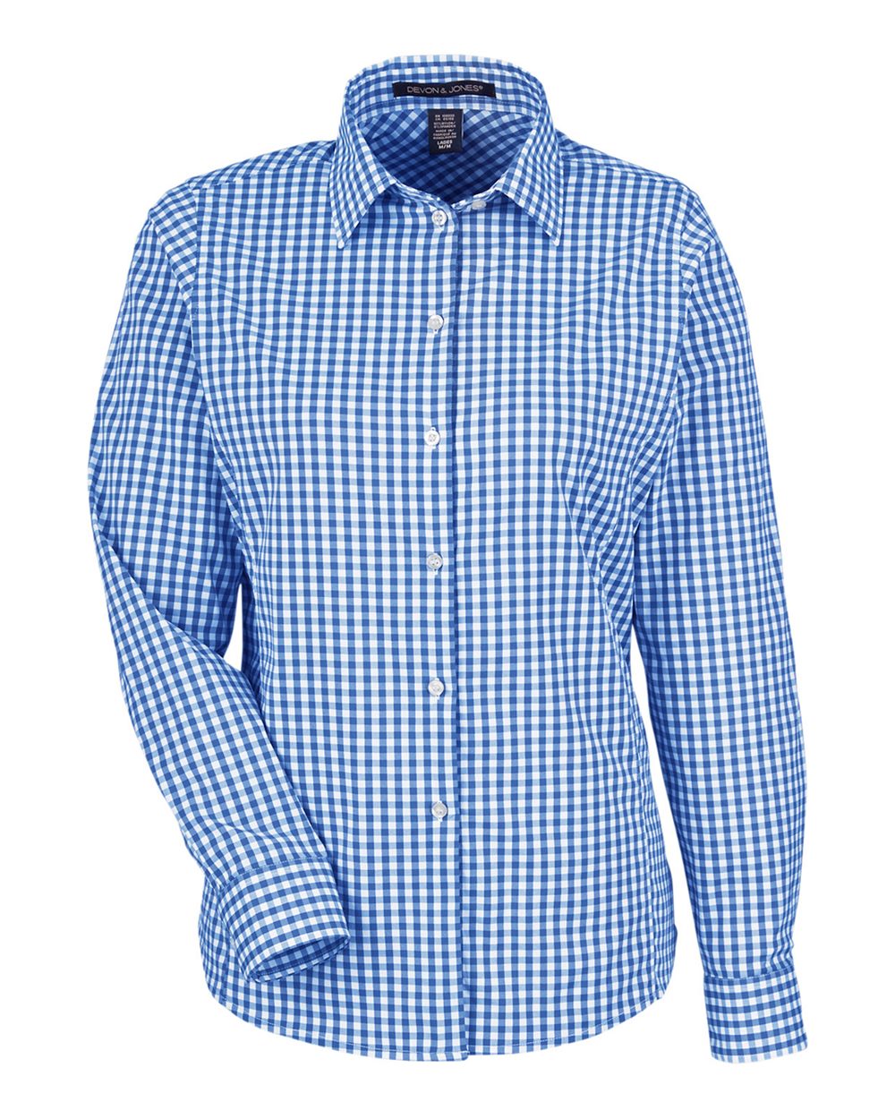 Devon & Jones CrownLux Performance® Ladies' Gingham Shirt - French Blue/ White