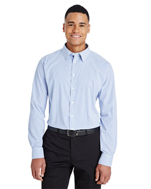Devon & Jones CrownLux Performance® Men's Micro Windowpane Woven Shirt - Front