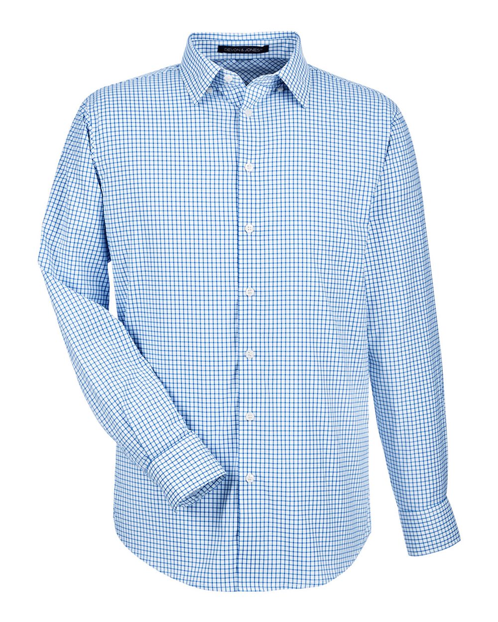 Devon & Jones CrownLux Performance® Men's Micro Windowpane Woven Shirt - French Blue/ White