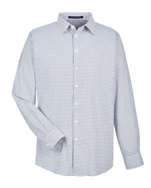 Devon & Jones CrownLux Performance® Men's Micro Windowpane Woven Shirt - Navy/White