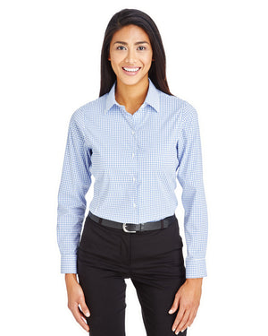 Devon & Jones CrownLux Performance® Ladies' Micro Windowpane Woven Shirt - Front