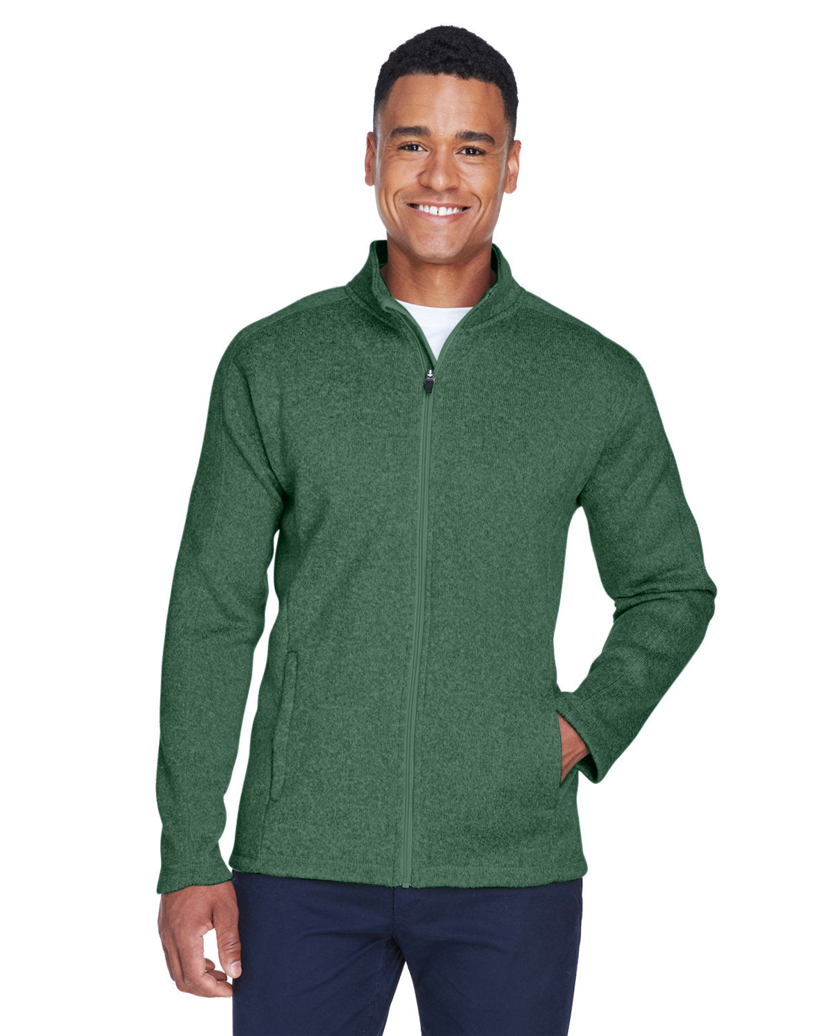 Devon & Jones Men's Bristol Full-Zip Sweater Fleece Jacket - Front