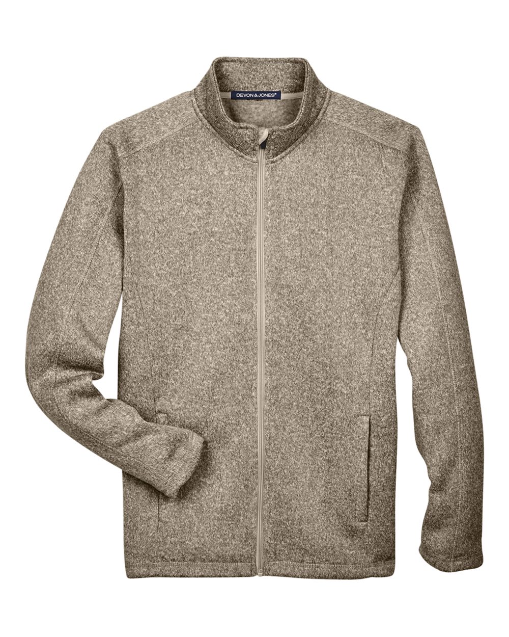 Devon & Jones Men's Bristol Full-Zip Sweater Fleece Jacket - Khaki Heather