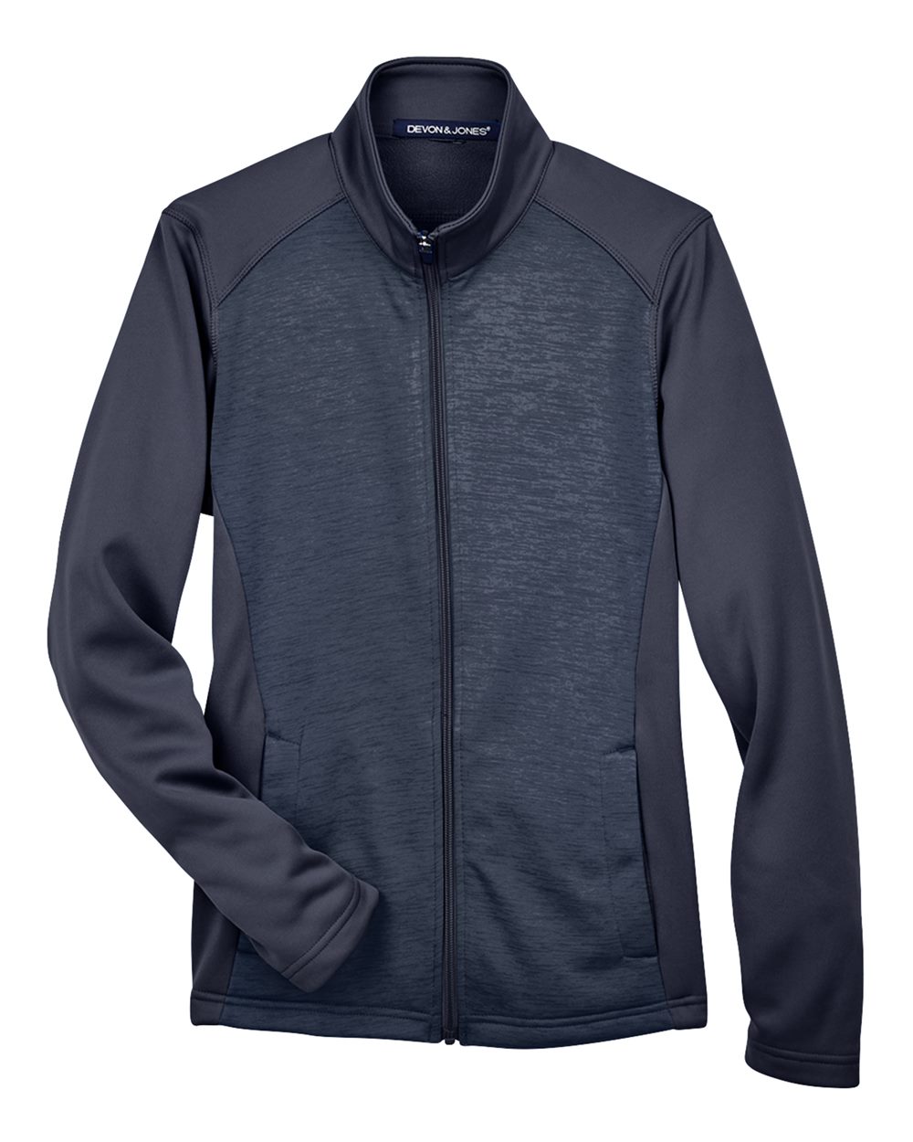 Devon & Jones Ladies' Newbury Colorblock Mélange Fleece Full-Zip - Navy/ Navy Heather