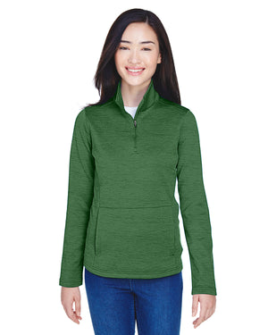 Devon & Jones Ladies' Newbury Mélange Fleece Quarter-Zip - Front