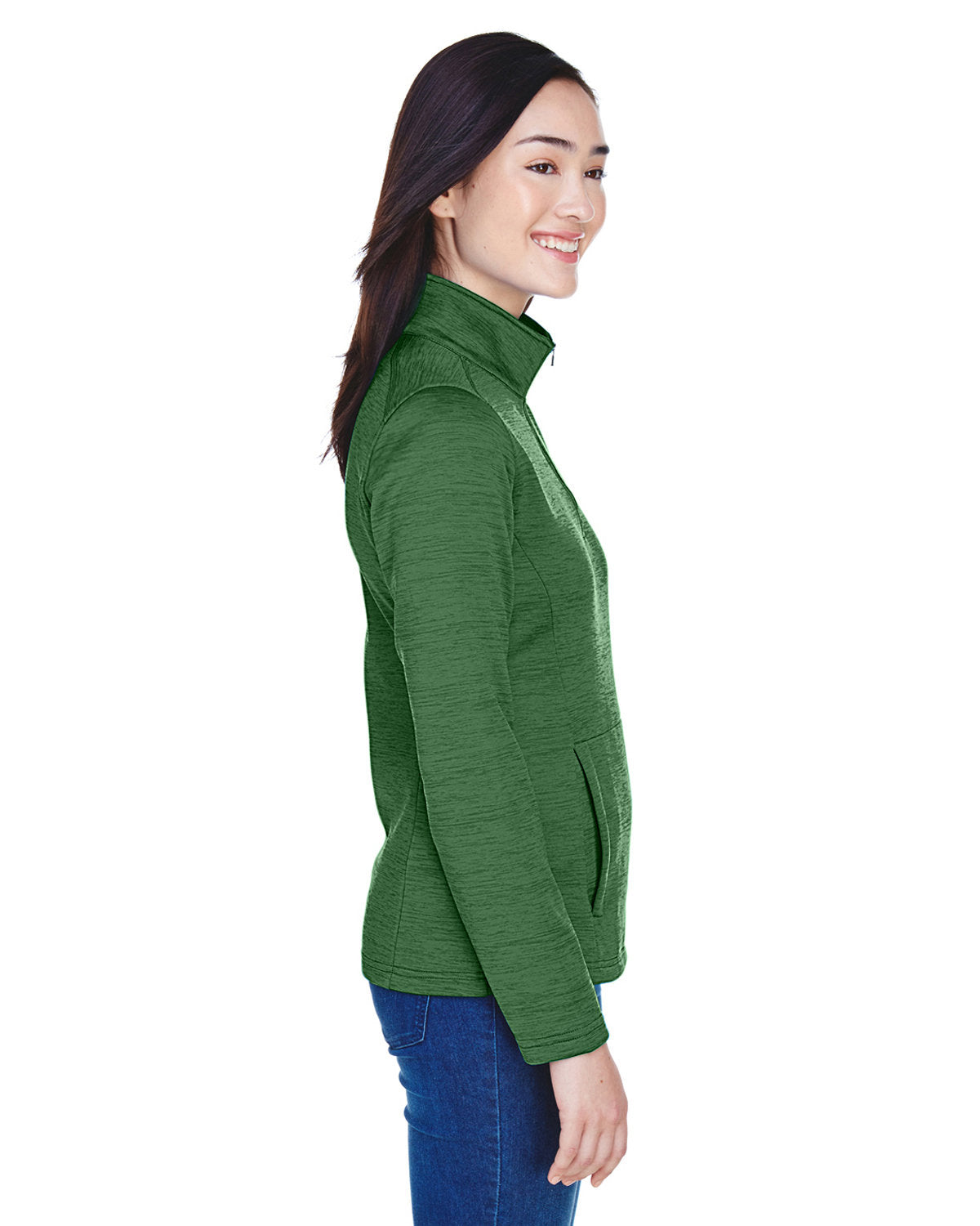 Devon & Jones Ladies' Newbury Mélange Fleece Quarter-Zip - Side
