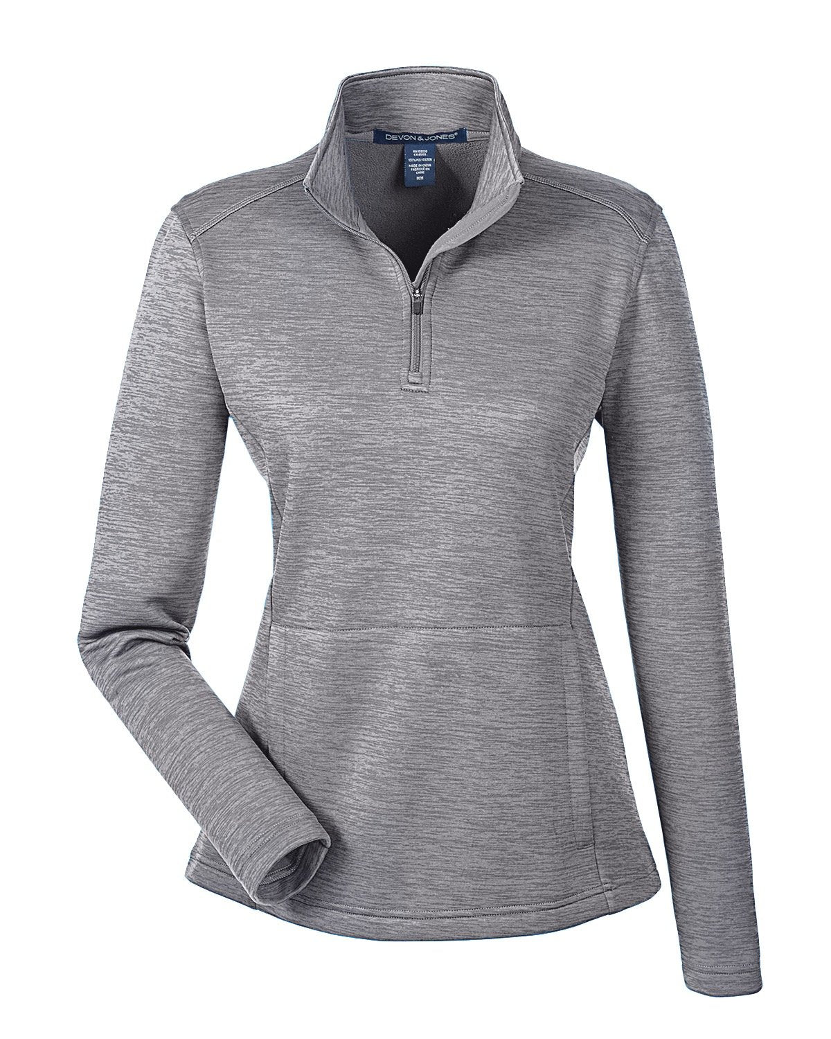 Devon & Jones Ladies' Newbury Mélange Fleece Quarter-Zip - Dark Grey Heathr