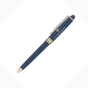 Aurora Plastic Push-Action Pen - Blue With Gold
