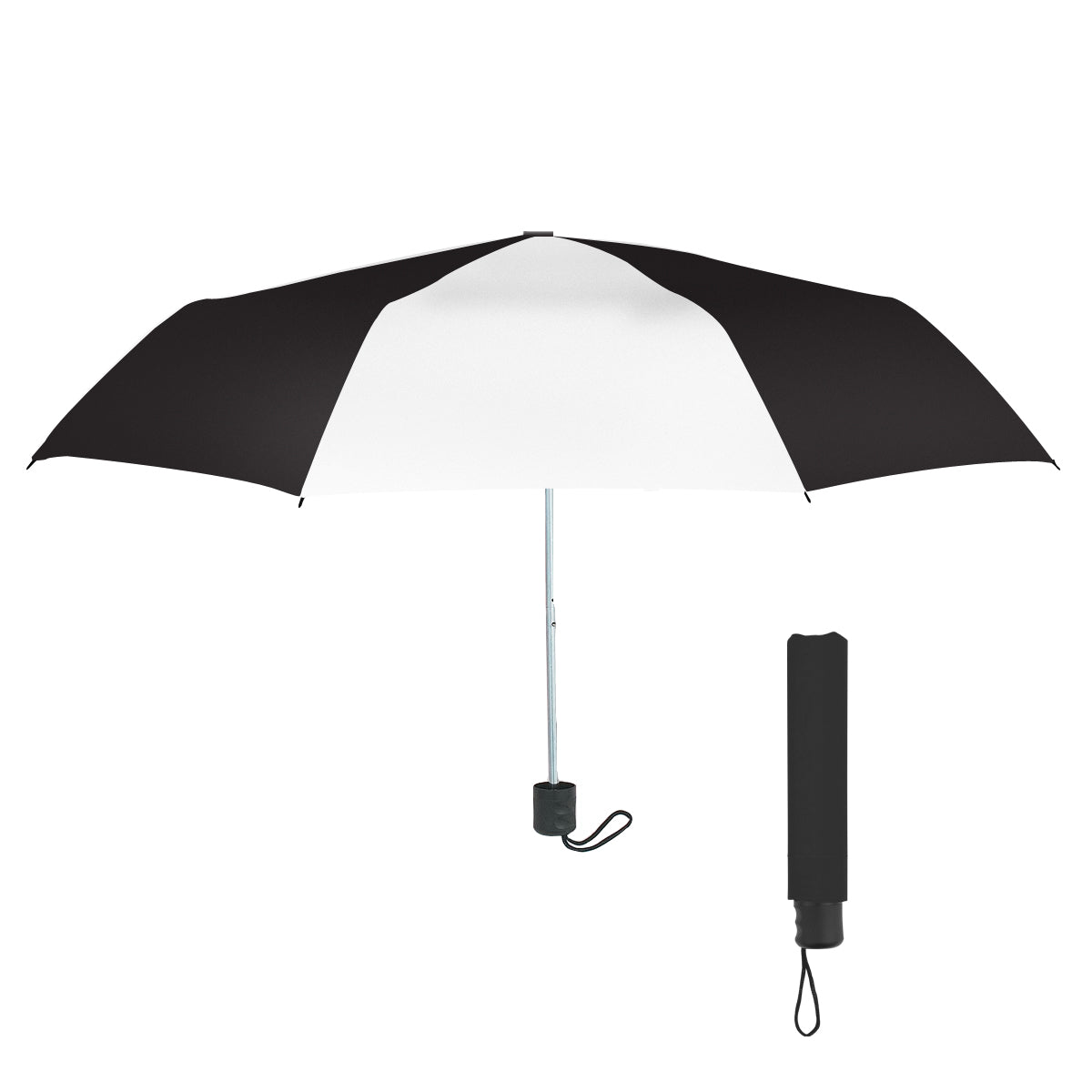42" Arc Budget Telescopic Umbrella - Black With White