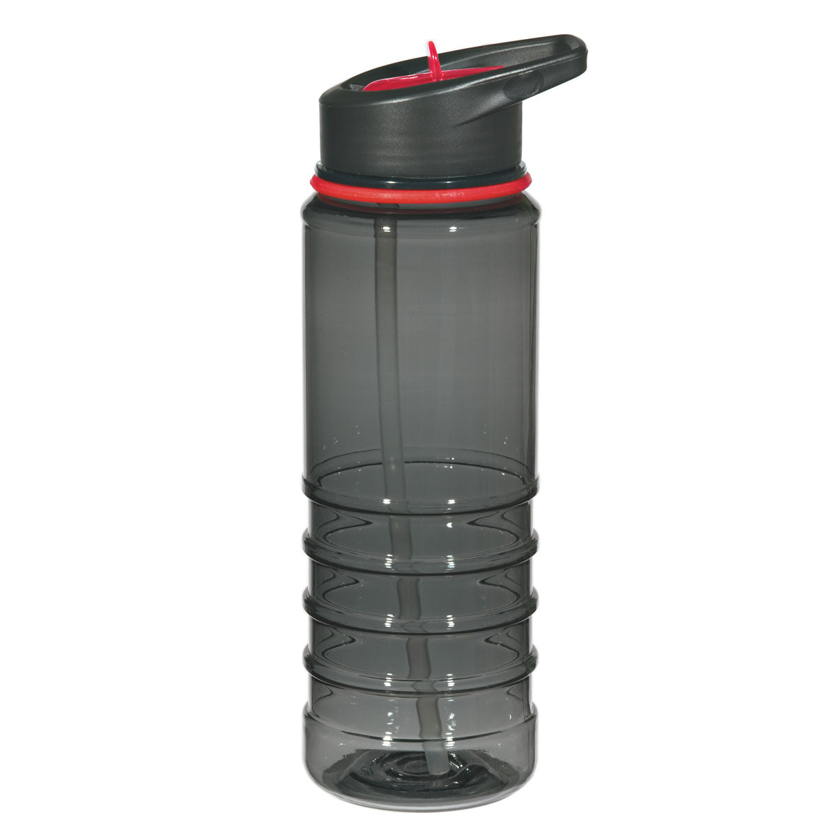 24 oz Gripper Bottle with Straw - Charcoal With Red