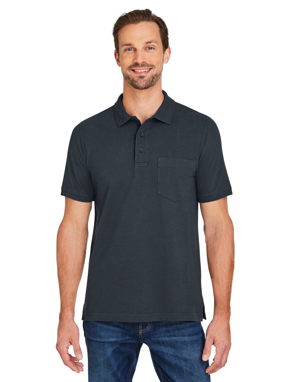 Harriton Men's Valiant Cotton Snag Protect Pocket Polo - Front
