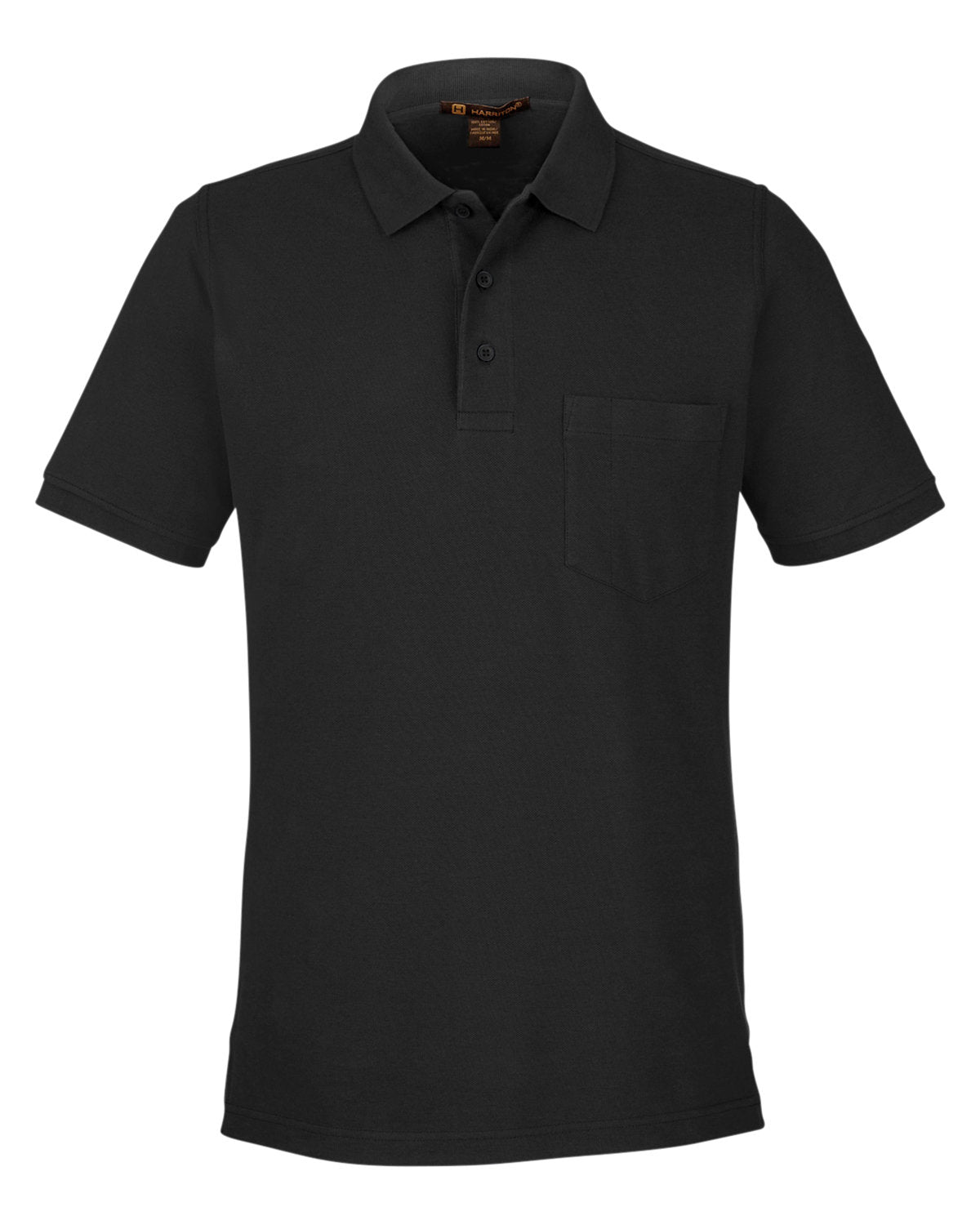 Harriton Men's Valiant Cotton Snag Protect Pocket Polo - Black