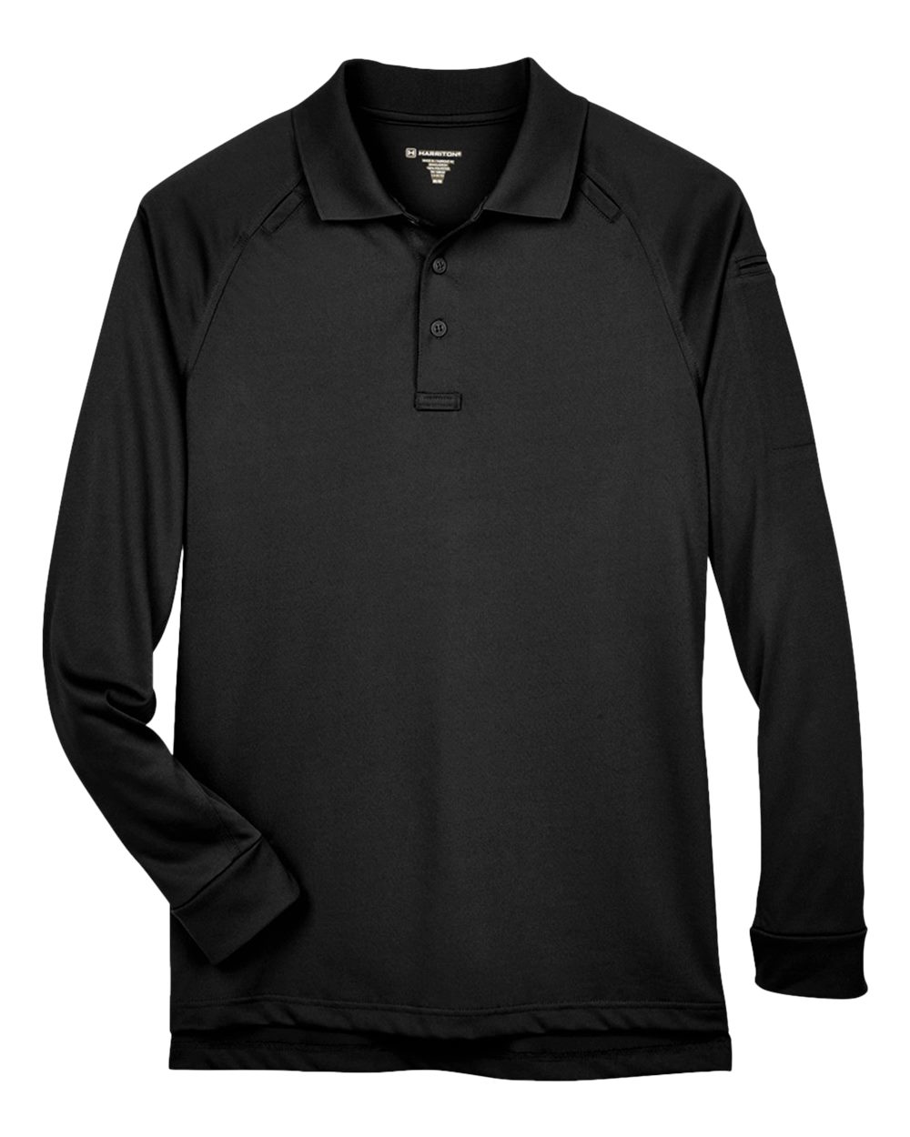 Harriton Men's Advantage Snag Protection Plus Long-Sleeve Tactical Polo - Black