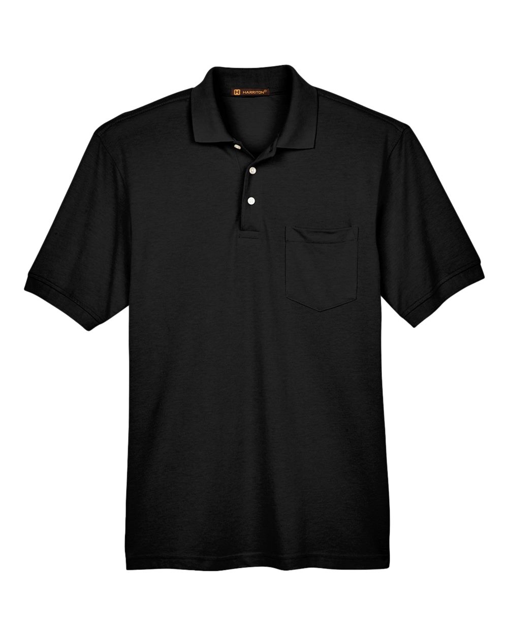 Harriton Men's Easy Blend™ Polo with Pocket - Black