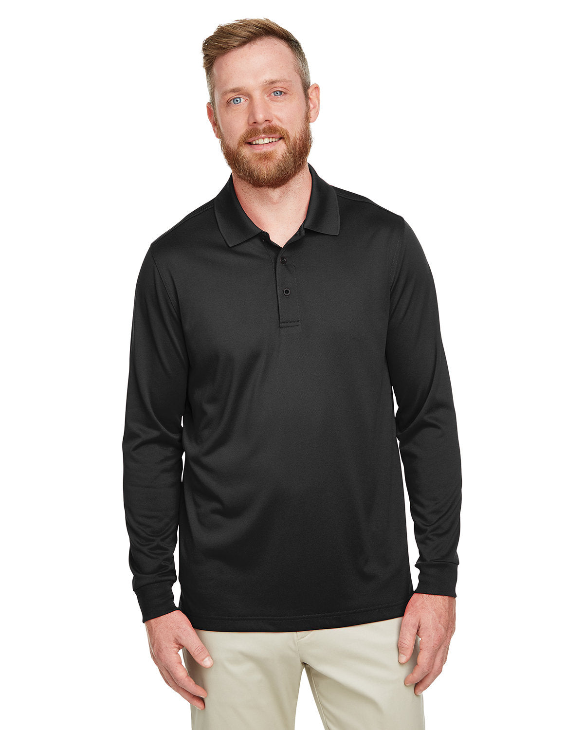 Harriton Men's Tall Advantage Long Sleeve Snag Protection Plus IL Polo - Front