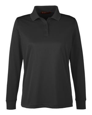 Harriton Ladies' Advantage Snag Protection Plus IL Long Sleeve Polo - Black