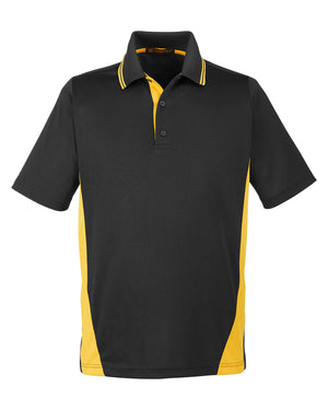 Harriton Men's Tall Flash Snag Protection Plus IL Colorblock Polo - Black/Snry Yllw