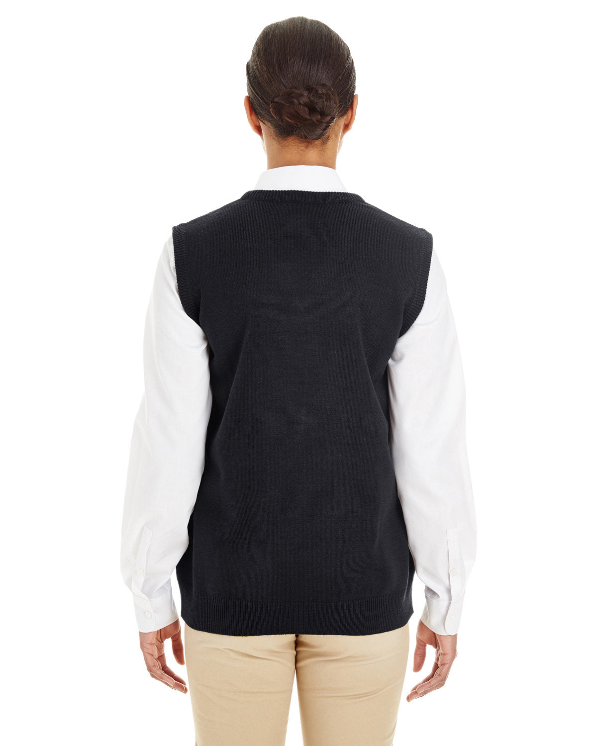 Harriton Ladies' Pilbloc™ V-Neck Sweater Vest - Back