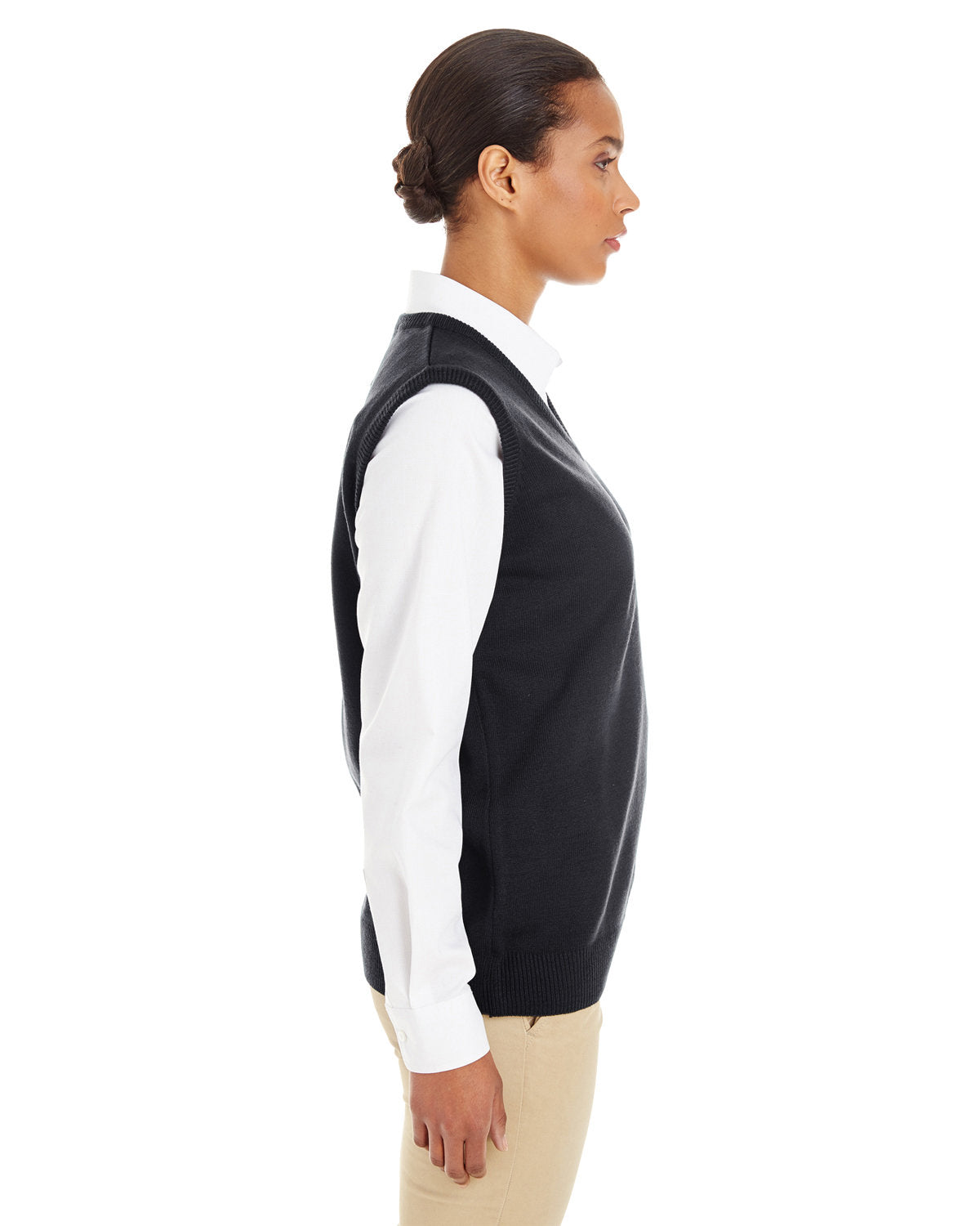 Harriton Ladies' Pilbloc™ V-Neck Sweater Vest - Side