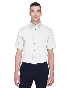 Harriton Men's Easy Blend™ Short-Sleeve Twill Shirt with Stain-Release - Front