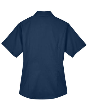 Harriton Ladies' Easy Blend™ Short-Sleeve Twill Shirt with Stain-Release - Back