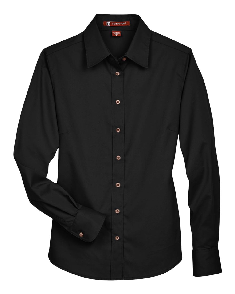 Harriton Women's Easy Blend™ Long Sleeve Twill Dress Shirt with Stain-Release - Black