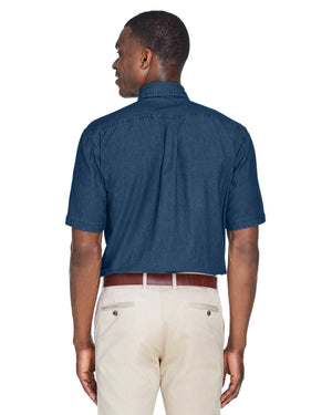 Harriton Men's Short-Sleeve Denim Shirt - Back