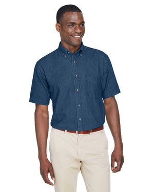 Harriton Men's Short-Sleeve Denim Shirt - Front