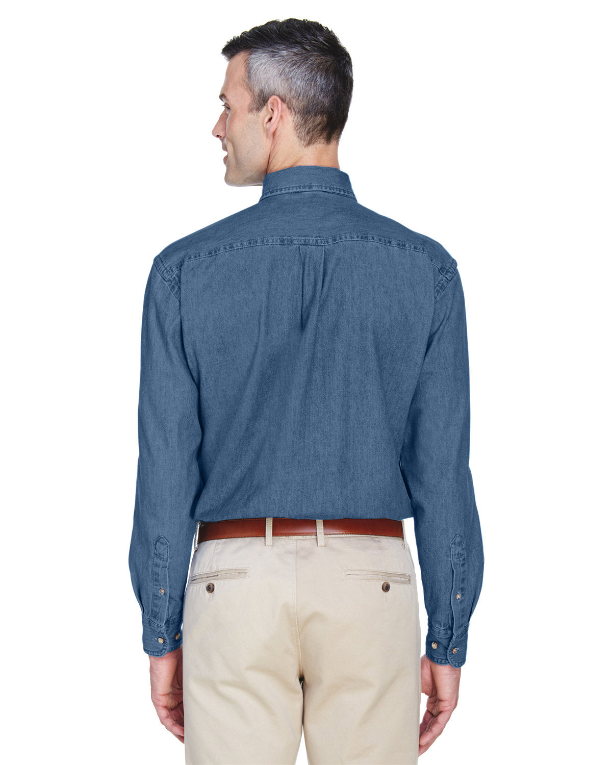 Harriton Men's Tall Long-Sleeve Denim Shirt - Back