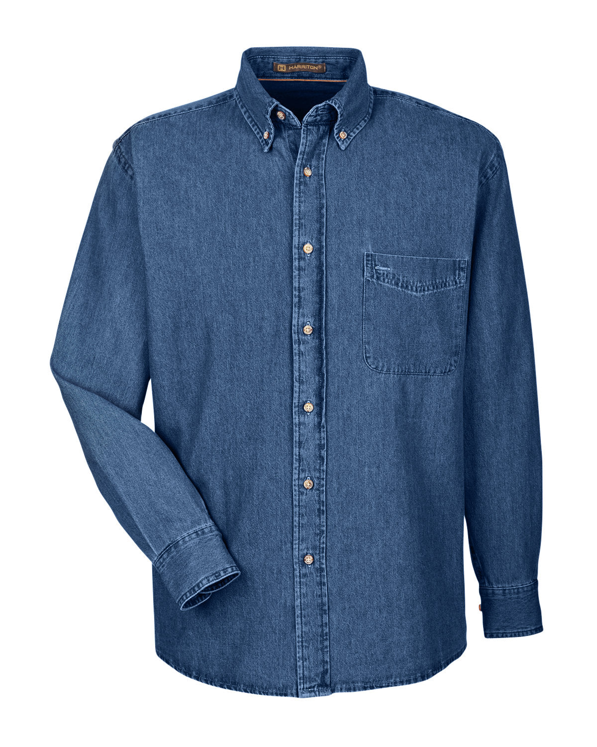 Harriton Men's Tall Long-Sleeve Denim Shirt - Dark Denim