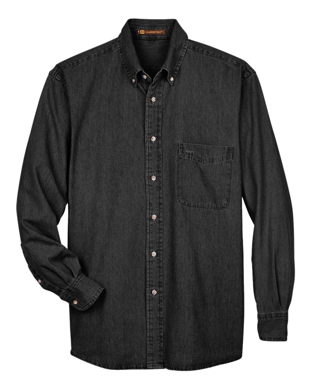 Harriton Men's Tall Long-Sleeve Denim Shirt - Washed Black