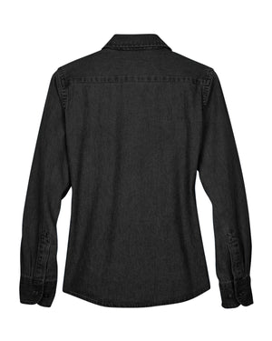 Harriton Ladies' Long-Sleeve Denim Shirt - Back