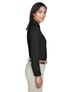Harriton Ladies' Long-Sleeve Denim Shirt - Side