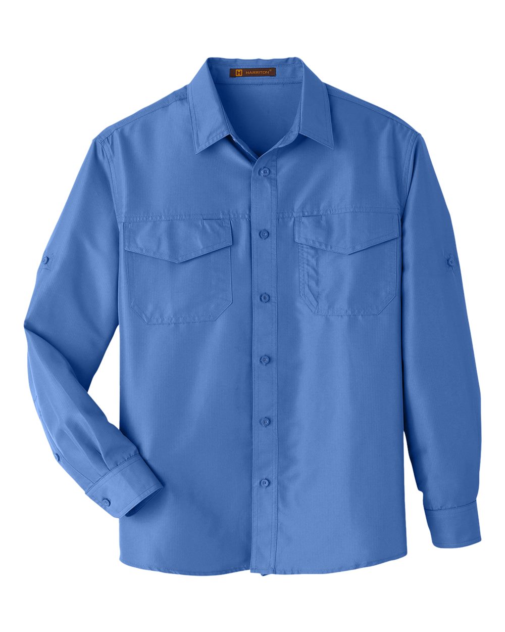 Harriton Men's Key West Long-Sleeve Performance Staff Shirt - Pool Blue
