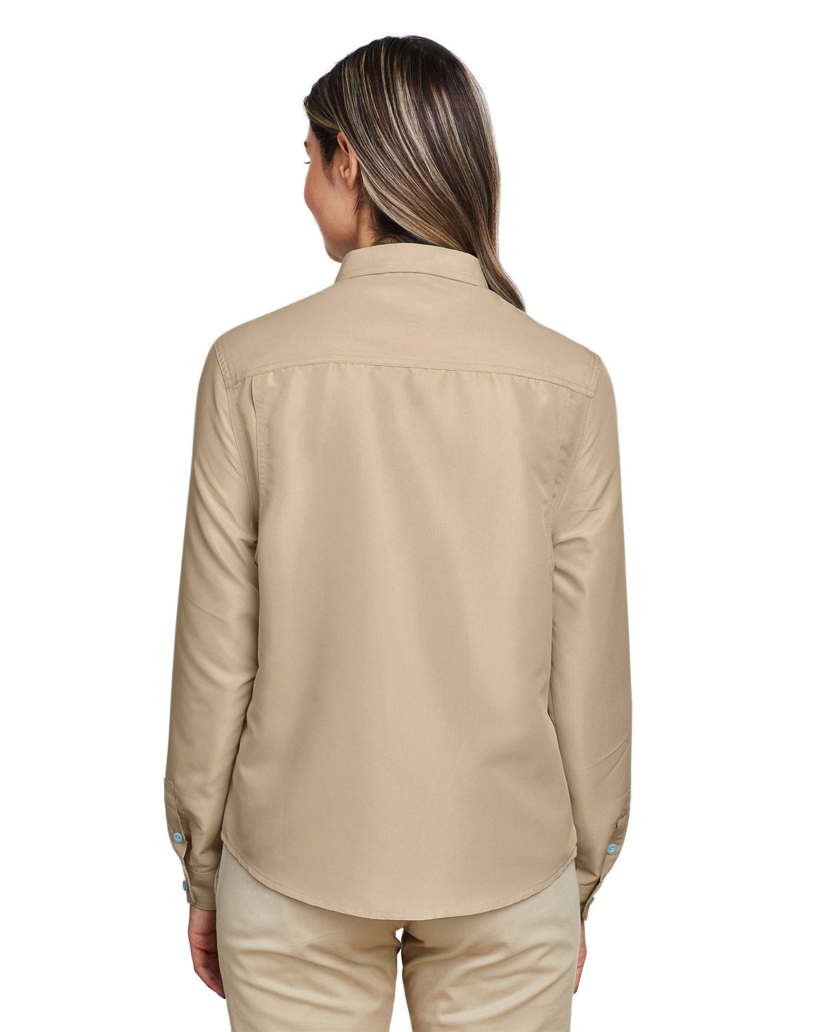 Harriton Ladies' Key West Long-Sleeve Performance Staff Shirt - Back