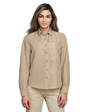 Harriton Ladies' Key West Long-Sleeve Performance Staff Shirt - Front