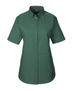Harriton Ladies' Foundation Cotton Short-Sleeve Twill Shirt with Teflon™ - Hunter