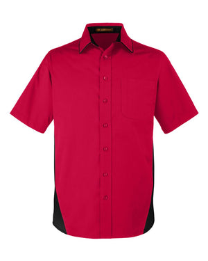 Harriton Men's Flash IL Colorblock Short Sleeve Shirt - Red/ Black
