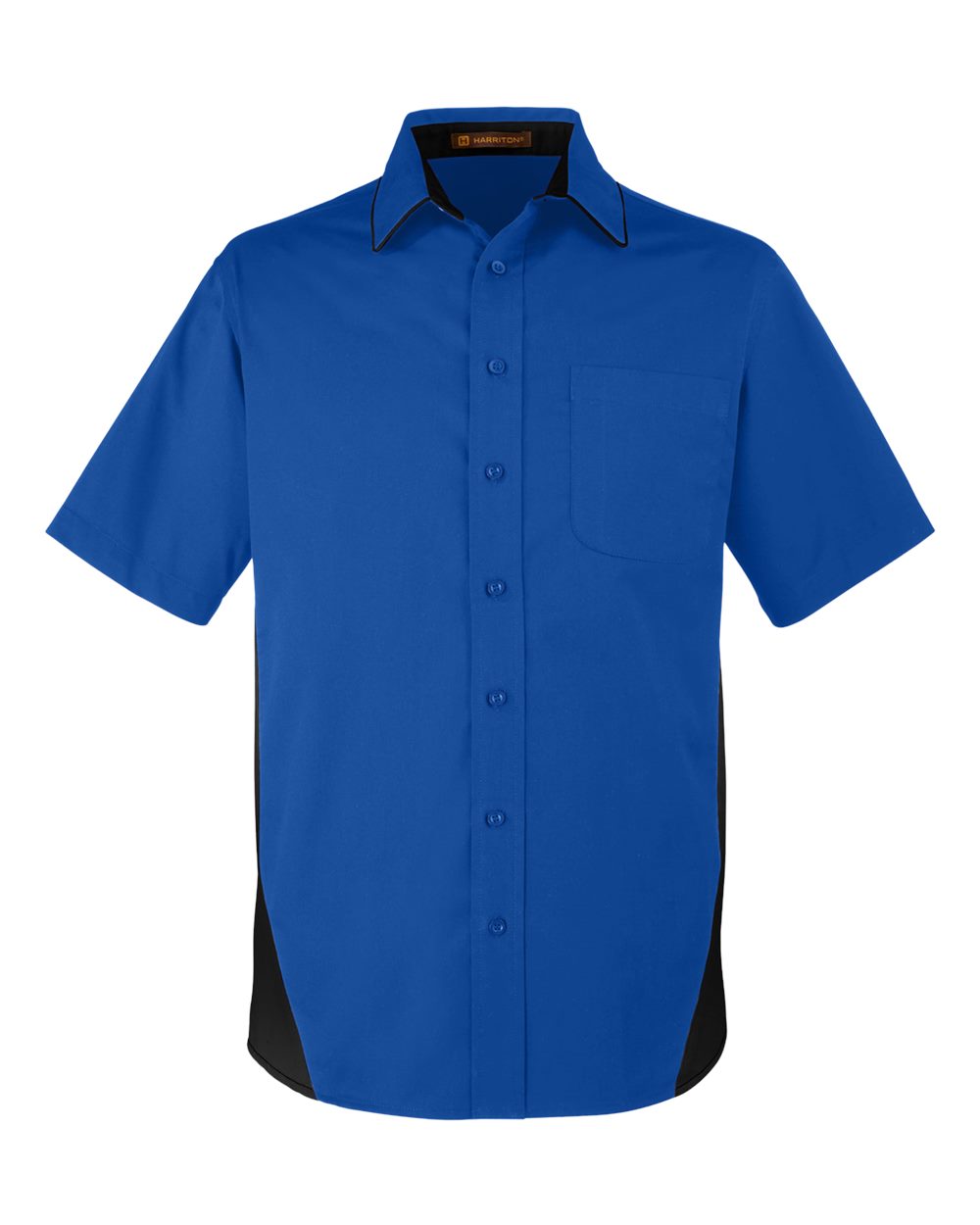 Harriton Men's Tall Flash IL Colorblock Short Sleeve Shirt - True Royal/ Black