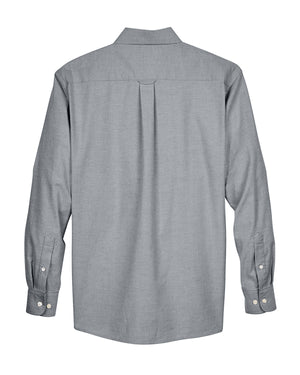 Harriton Men's Long-Sleeve Oxford with Stain-Release - Back