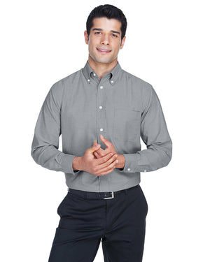 Harriton Men's Long-Sleeve Oxford with Stain-Release - Front