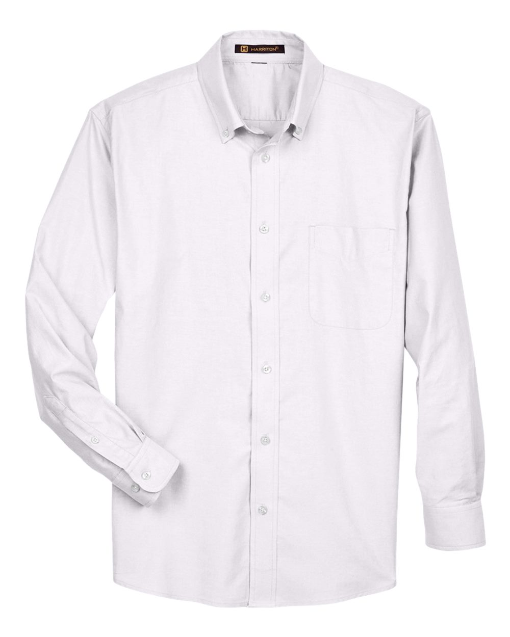 Harriton Men's Long-Sleeve Oxford with Stain-Release - White