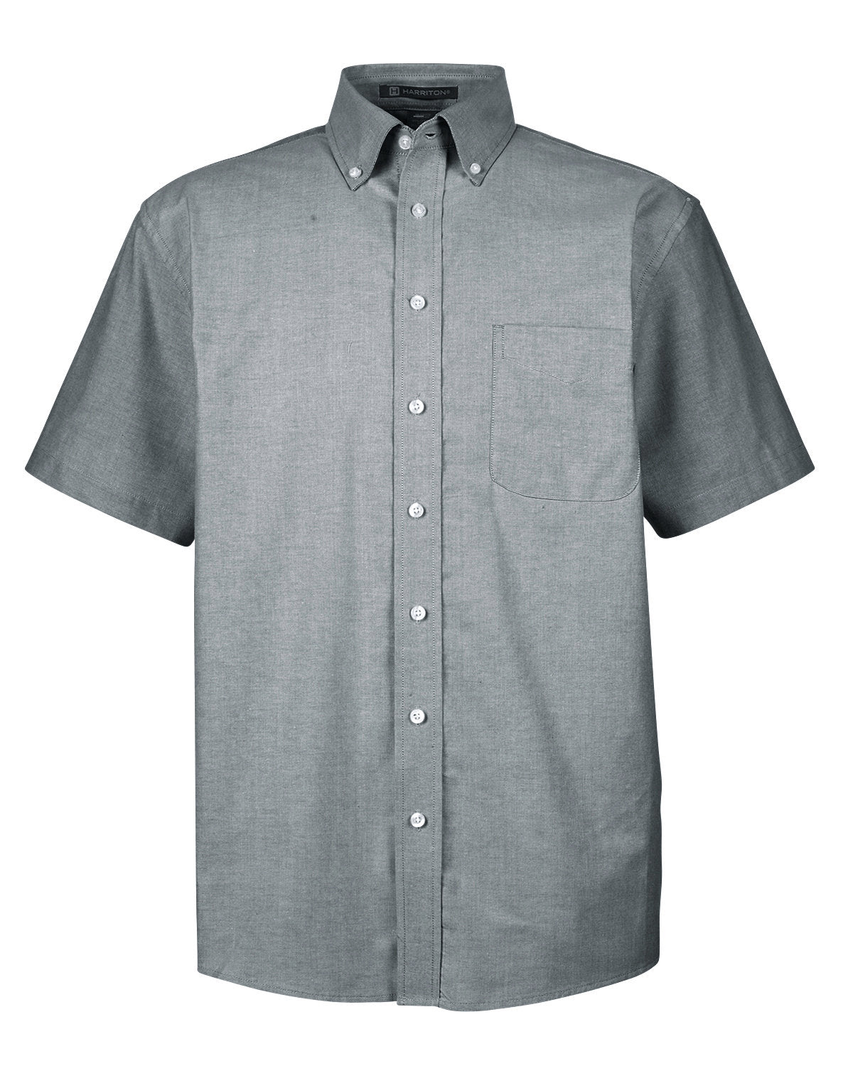 Harriton Men's Short-Sleeve Oxford with Stain-Release - Oxford Grey