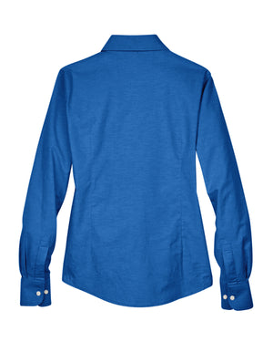 Harriton Ladies' Long-Sleeve Oxford with Stain-Release - Back
