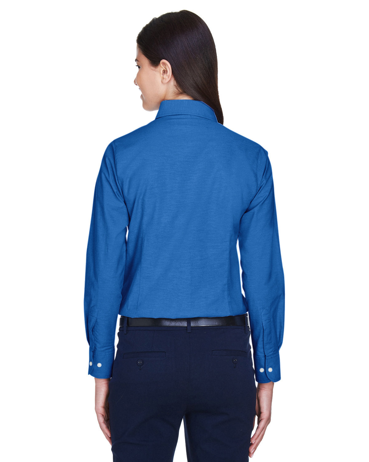 Harriton Ladies' Long-Sleeve Oxford with Stain-Release - Back