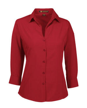Harriton Ladies' Paradise Three-Quarter Sleeve Performance Shirt - Parrot Red